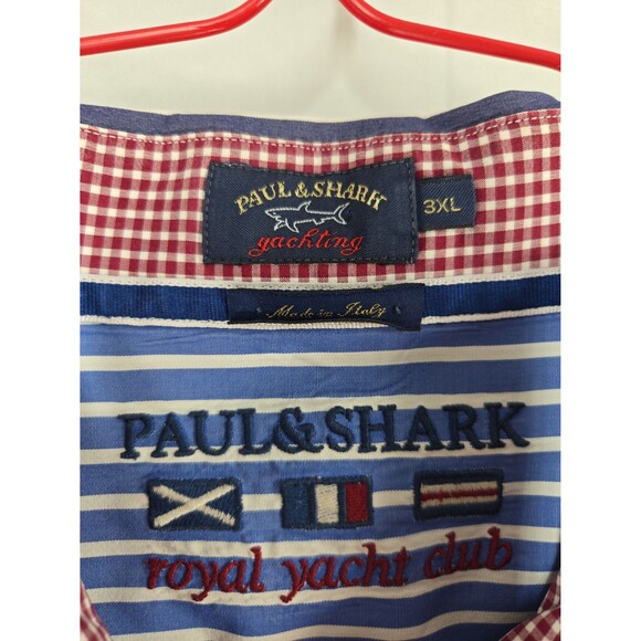 Paul & Shark Royal Yacht Club Button Down Long Sleeve Shirt Blue Stripe 3XL - Picture 5 of 9